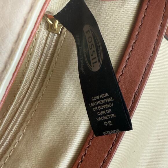 FOSSIL MEMOIR LEATHER & CALF HAIR SLIM SMALL TURNLOCK CROSSBODY PURSE - Picture 10 of 15